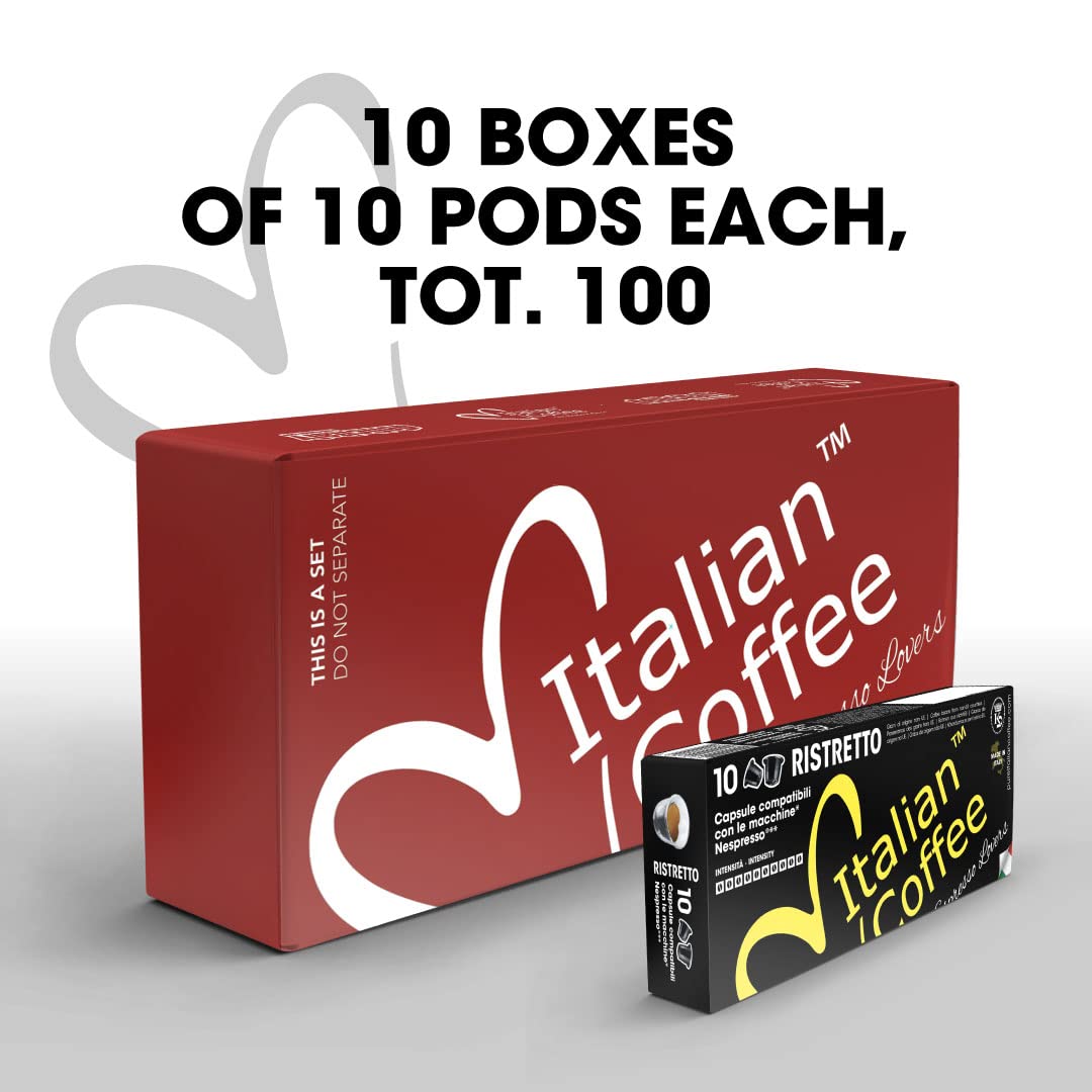 DELICITALY Pure Italian Food Italian Coffee pods compatible with Nespresso Original machines  Italian Expresso capsules (100 Ristretto regular pods  100 Count (Pack of 1))