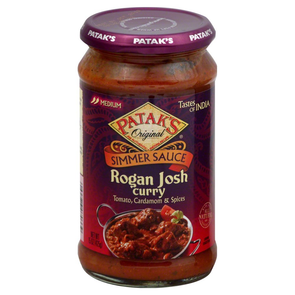 Pataks Rogan Josh Curry Cooking Sauce, Hot, 15-Ounce Glass Jars (Pack of 6)