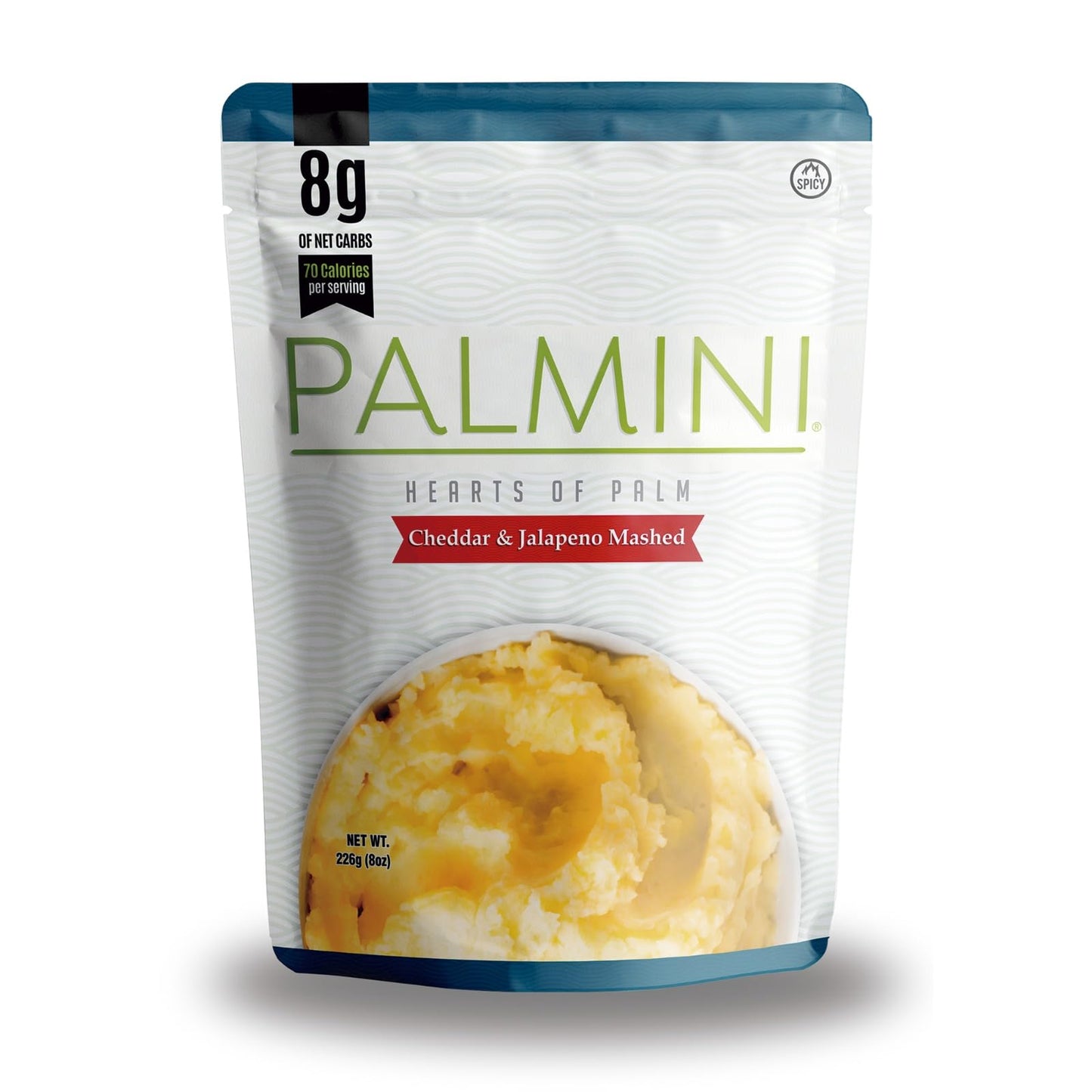 Palmini Cheddar & Jalapeno Mashed Hearts of Palm, Low Carb, 70 Calories, 8g Net Carbs, 8 Ounce Pouch, Pack of 6