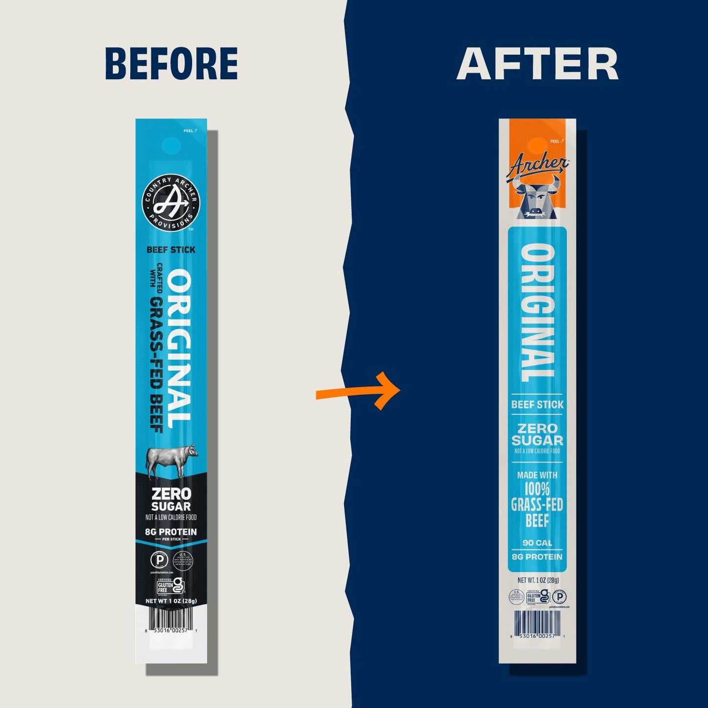 Country Archer Beef Jerky Sticks - Grass Fed, Gluten Free, Paleo, Keto - 1 oz (Pack of 36)