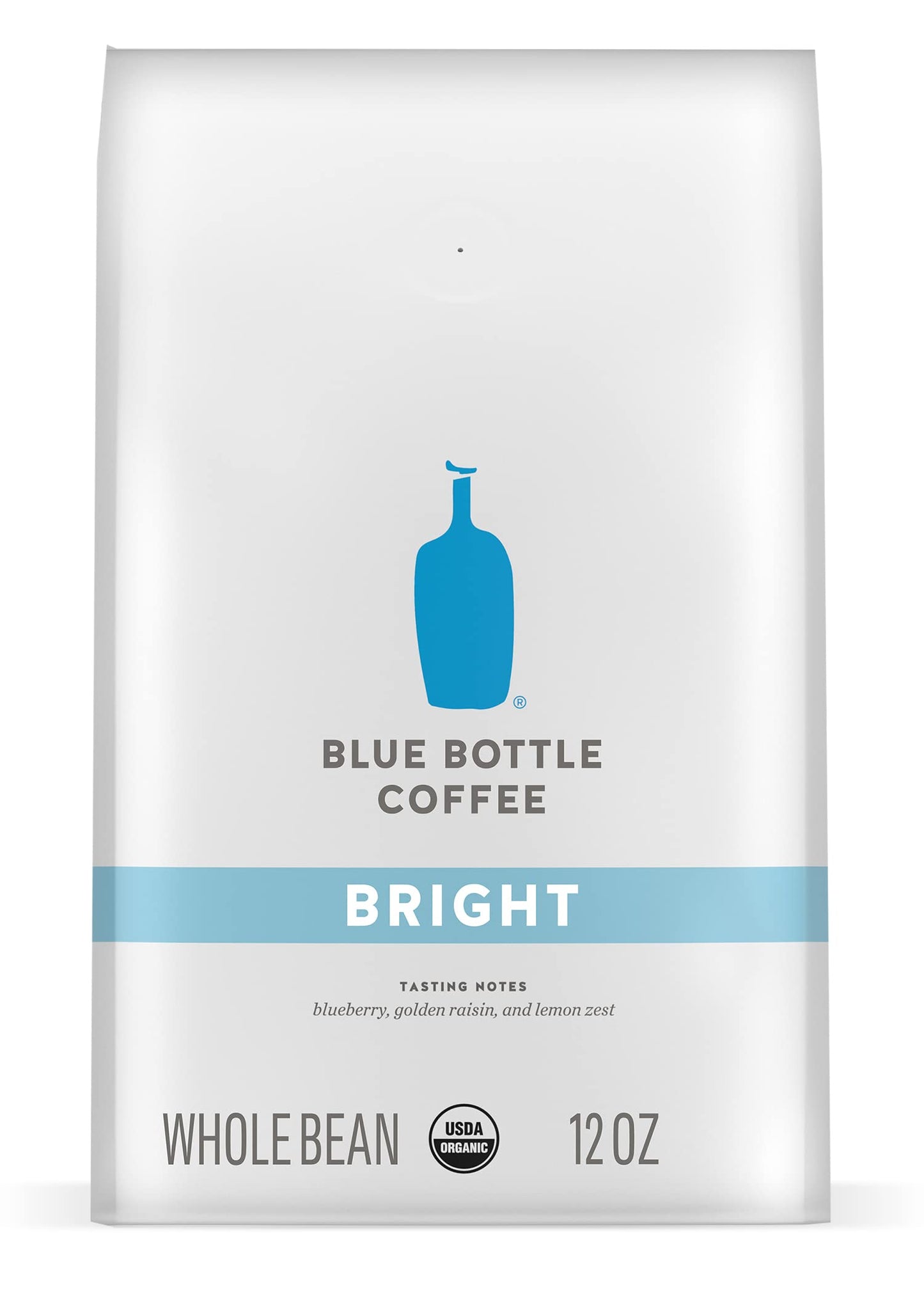 Blue Bottle Coffee Whole Bean Organic Coffee, Bright Light Roast, 12 Ounce Bag