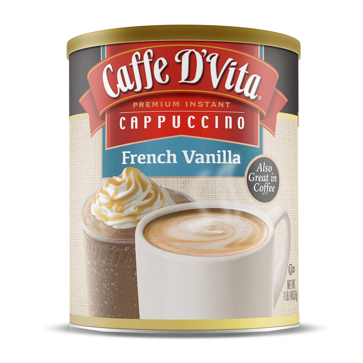 Caffe D’Vita French Vanilla Cappuccino Mix, Instant Coffee, Gluten Free, 2.67 Oz (Pack of 6)