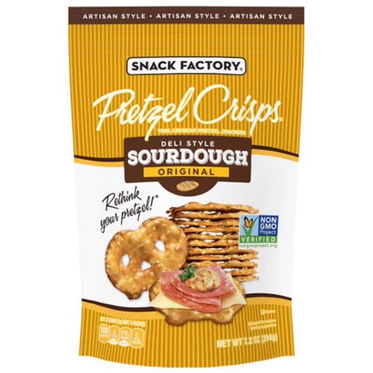 Snack Factory Pretzel Crisps, Honey Mustard & Onion, Baked, Kosher, 7.2 Ounce (Pack Of 12)