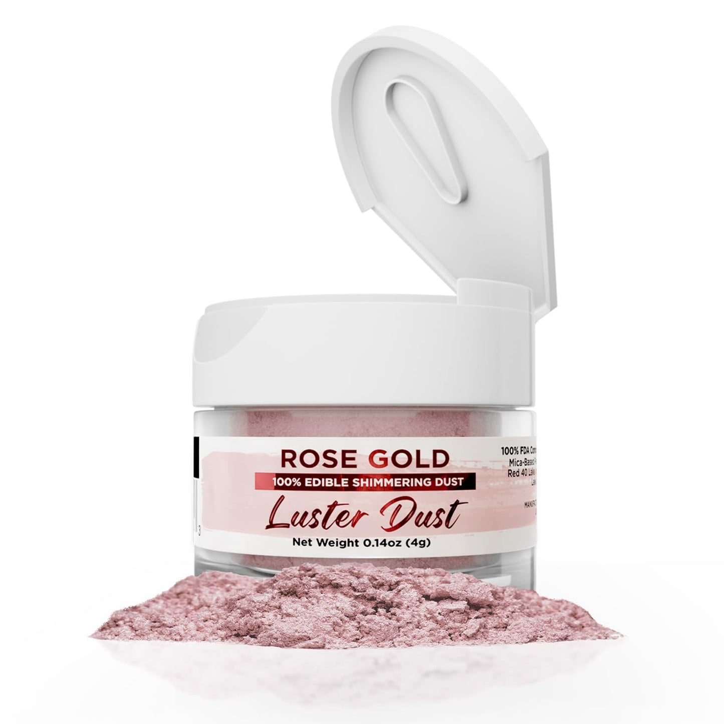 Luster Dust - Rose Gold (4G 1X Pump) | Edible Vegan Dust & Paint For Cake Decorating, Ice Cream, Desserts, Cocktails And Beverag