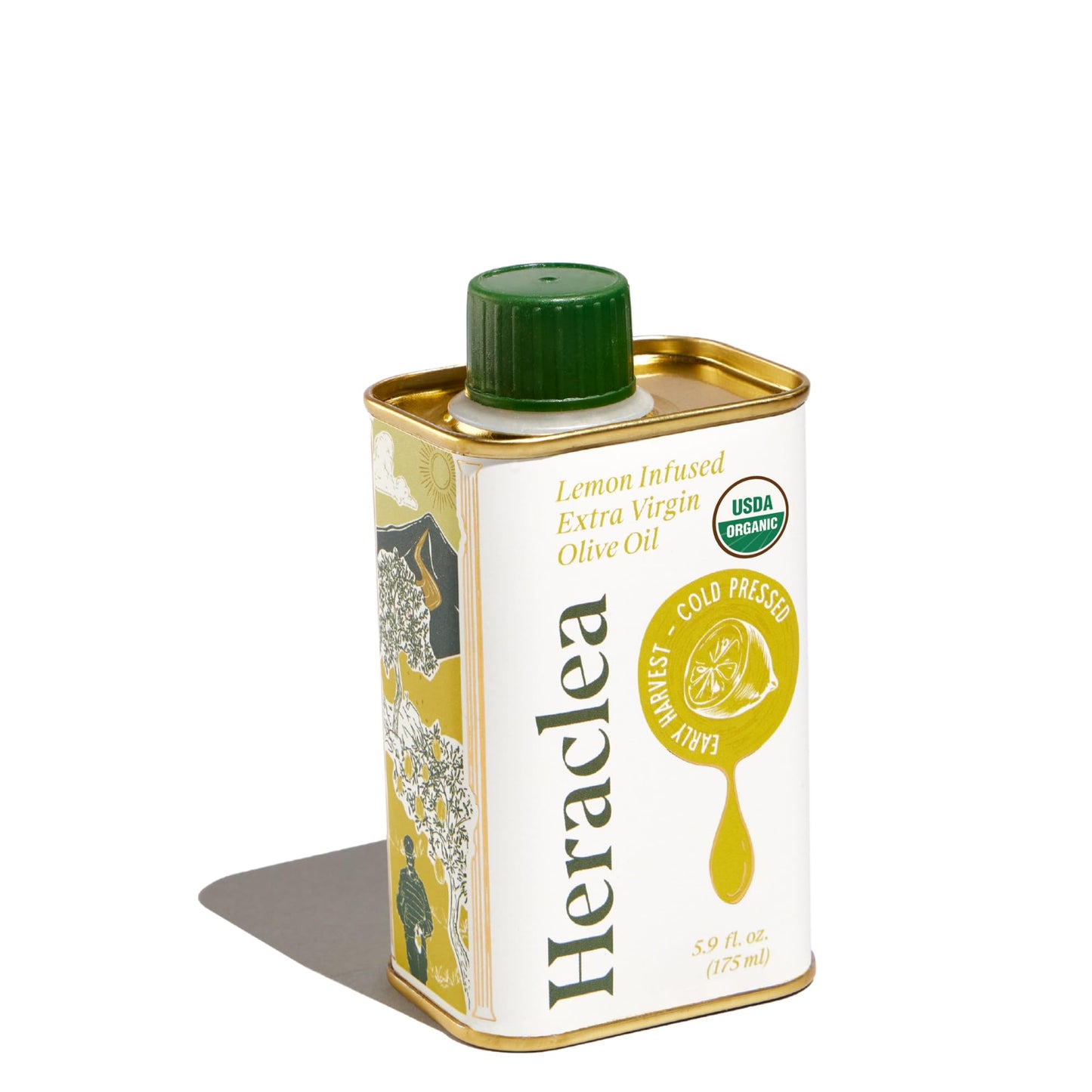 Heraclea Lemon Infused Extra Virgin Olive Oil, Organic Olive Oil, Extra Virgin, Cold Pressed, Polyphenol Rich EVOO, 5.9oz Bottle