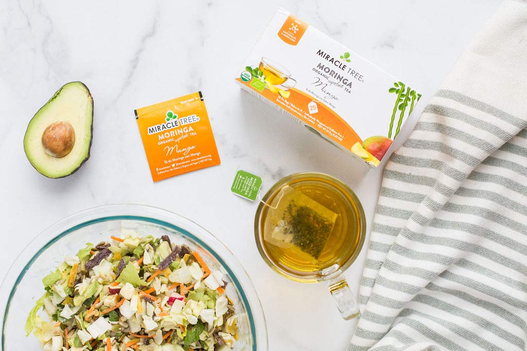 Tree Organic Moringa Tea - 25 Individually Sealed Bags, Mango Flavor, Caffeine-Free, Vegan, Gluten-Free, Non-GMO