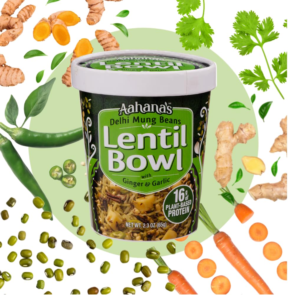 Aahanas Mung Beans & Rice Bowl - Vegan, Gluten Free, Non-GMO, 8 Pack