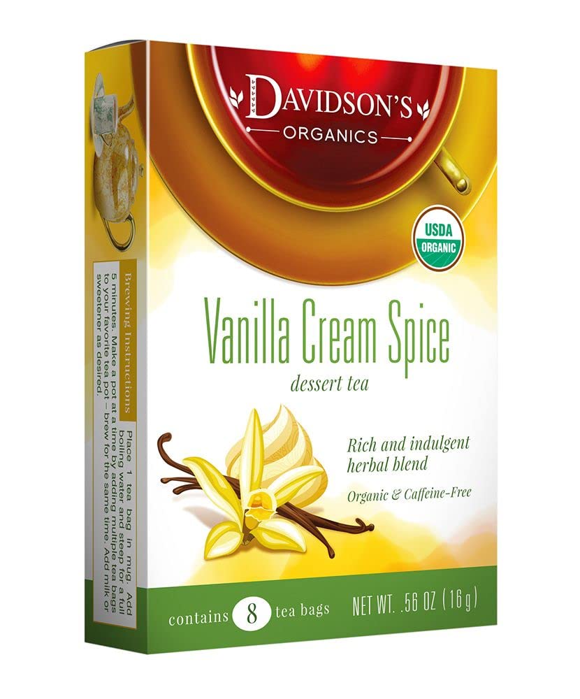 Davidsons Organics Vanilla Cream Spice Tea Bags, 8 Count (Pack of 12)