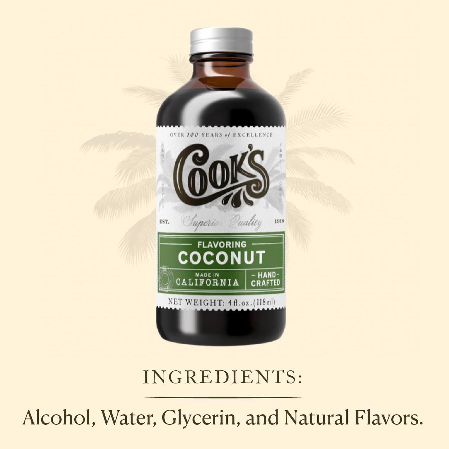 Cook'S, Coconut Flavoring For Cakes, Cookies, Pastries, Ice Creams, Smoothies, 16 Oz