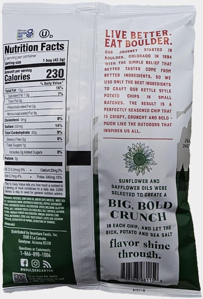 Boulder Canyon | Jalapeno Cheddar | Kettle Style Potato Chips| 1.5 Ounce | Pack Of 12 Bundled By Superdeals With Mystery Bonus G