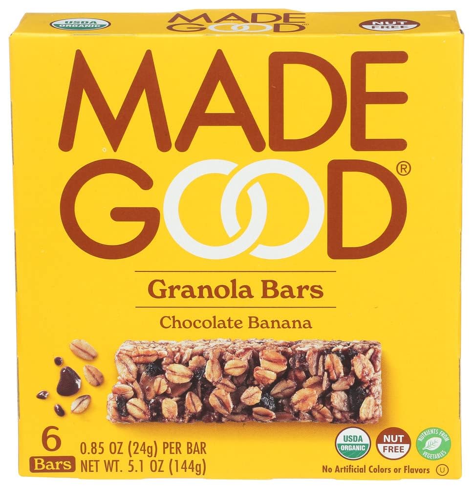 MadeGood Chocolate Banana Granola Bars, 6 Healthy Snack Bars, 0.85 oz