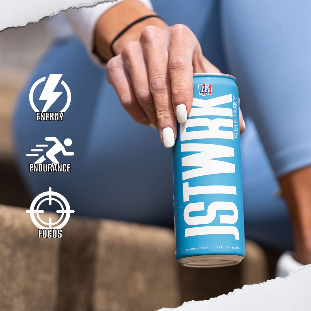JST WRK Energy Drink - Sugar Free, Zero Calories, 200mg Caffeine - 12-Pack, 12 Fl Oz, ICEE Blue Raspberry