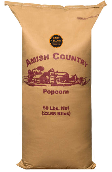 Amish Country Popcorn | 50 LB Baby Yellow Popcorn | Old Fashioned, Non-GMO and Gluten Free (50lb Bag)