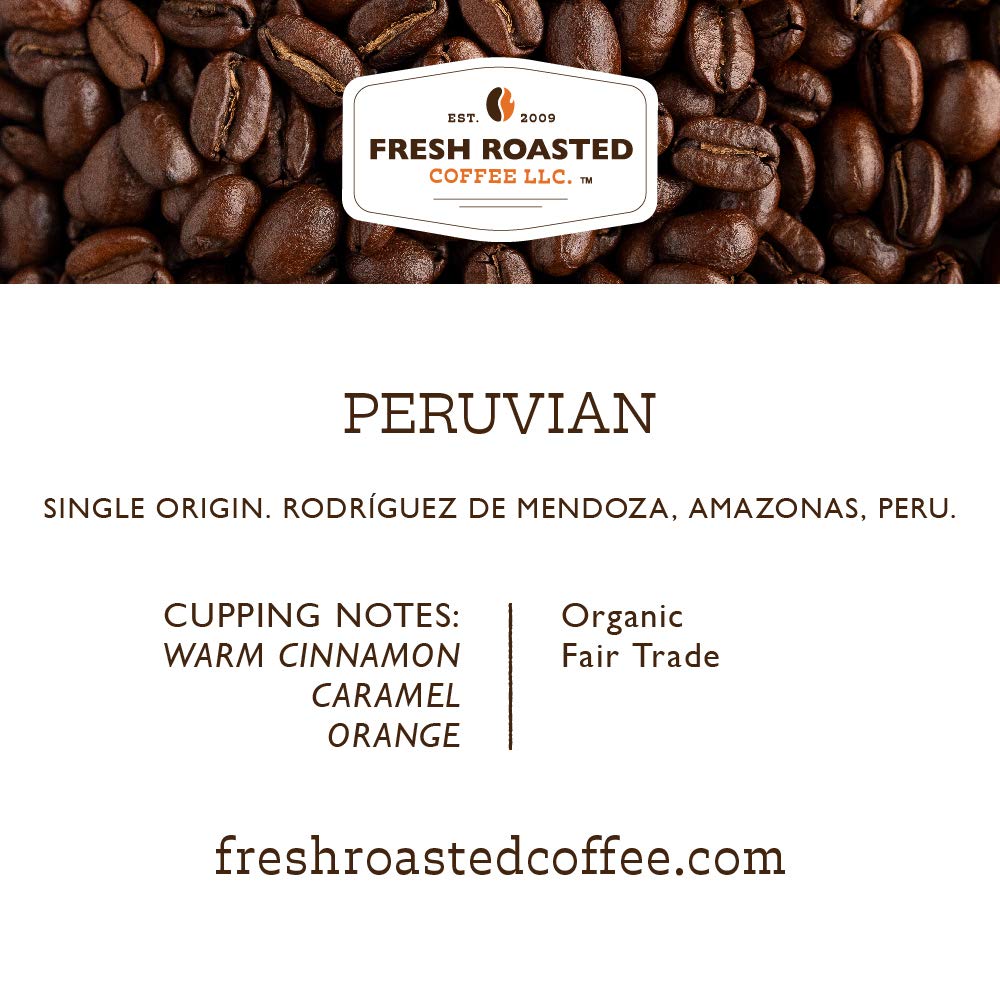 Fresh Roasted Coffee K-Cup Compatible, Organic Peru, Fair Trade, 72 Pods, Brown