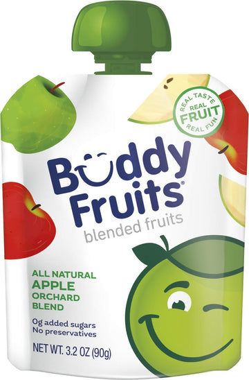 Buddy Fruits Snacks To Go Orchard Blend Unsweetened Applesauce 3.2Oz Pouch (18Pk) Gluten-Nut-Dairy-Preservatives-Bpa Free, Non G