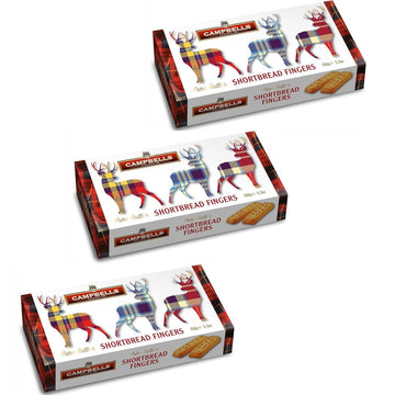 Campbells Shortbread Pure Butter Cookies, Tartan Stag Carton, 5.3 oz (Pack of 3) - Scottish Tea Biscuits and Snacks