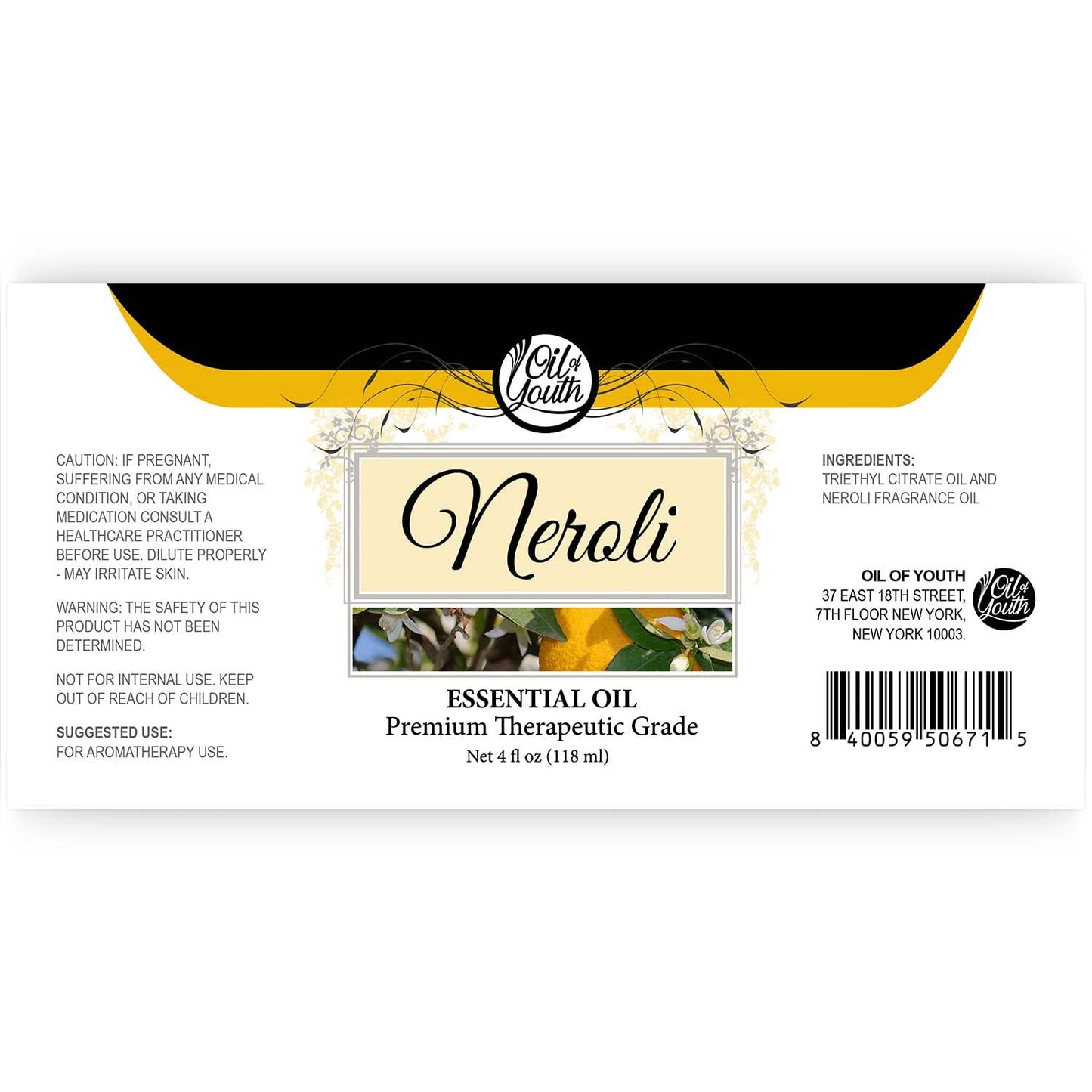 Oil Of Youth Essential Oils 4Oz - Neroli Essential Oil - 4 Fluid Ounces