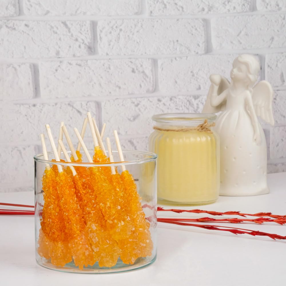 Eupherbia Saffron Rock Candy Sticks, 25 Pack, Pure Crystalline Elegance, Handcrafted Sweetness, Sugar Rock Candy (Nabat) Infused