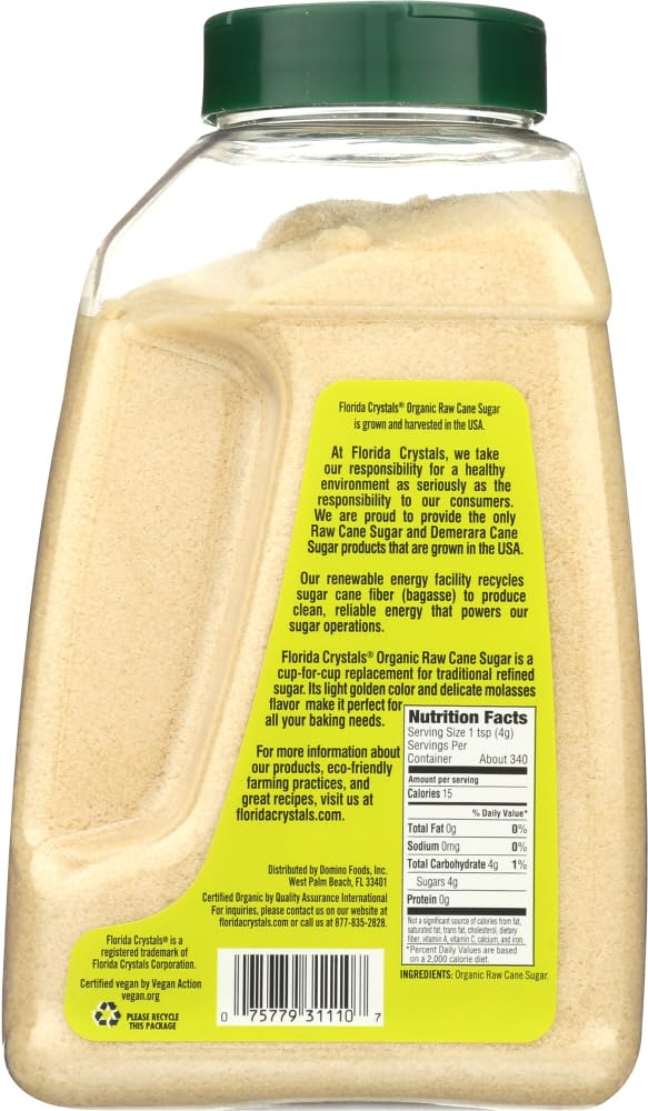 Florida Crystals Organic Cane Sugar Jug, 3 Pound (2)