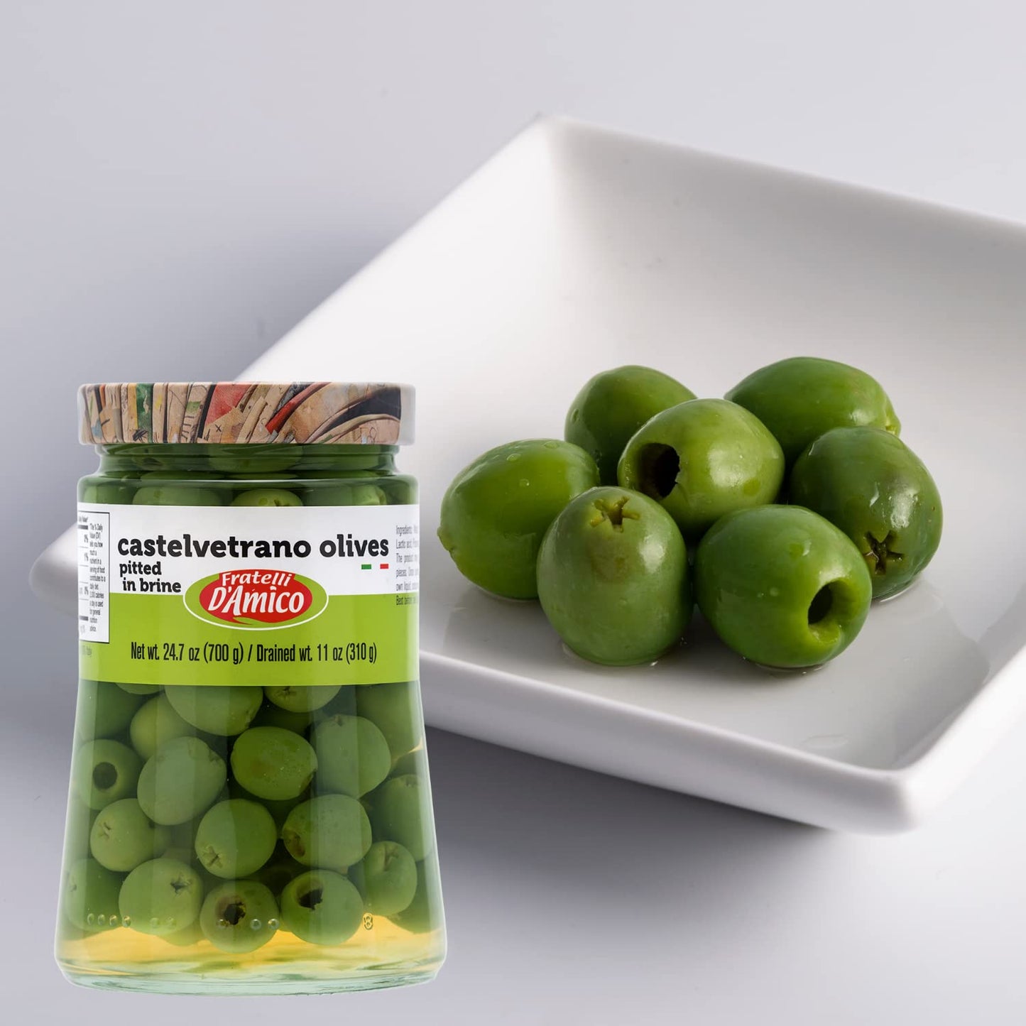 FRATELLI DAMICO Castelvetrano Green Olives, Premium Quality, 24 oz, Imported from Italy