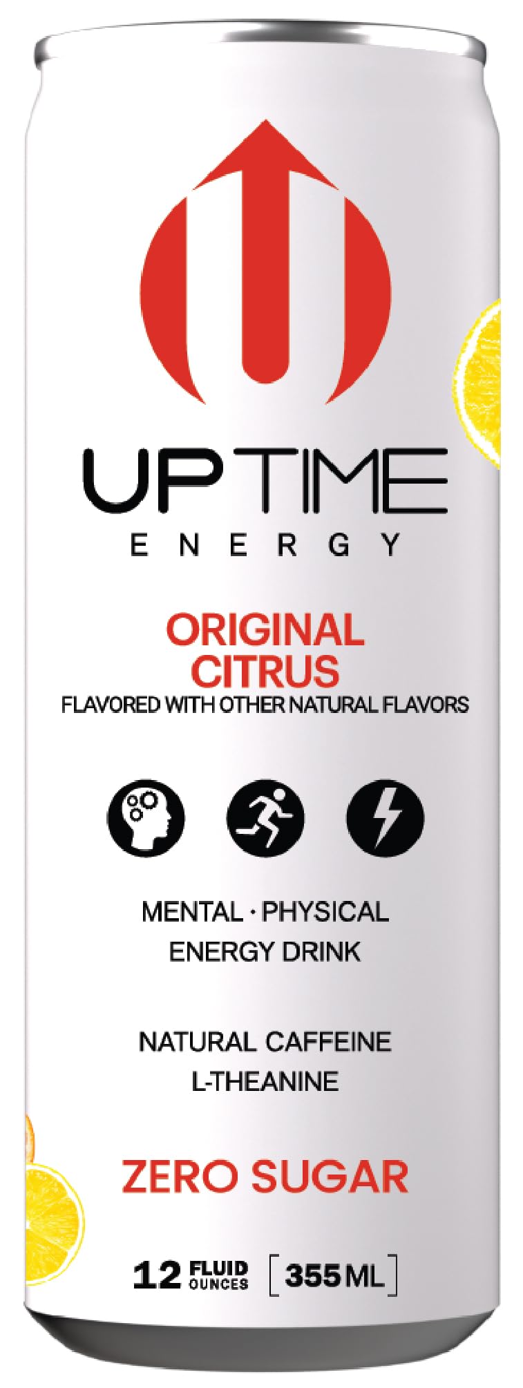 UPTIME Energy Drink, Original Citrus, Sparkling, Sugar Free, 12 Pack, 12 Fl Oz Cans, 142mg Caffeine, Orange