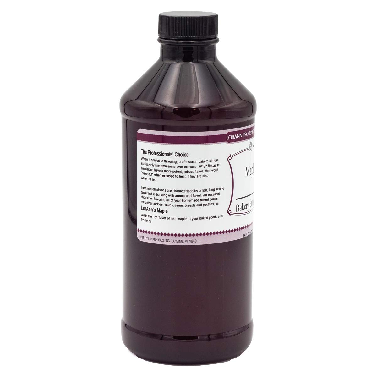 LorAnn Maple Bakery Emulsion, 16 Fl Oz, Model 0778, Tan to Brown, Ideal for Baking and Flavoring