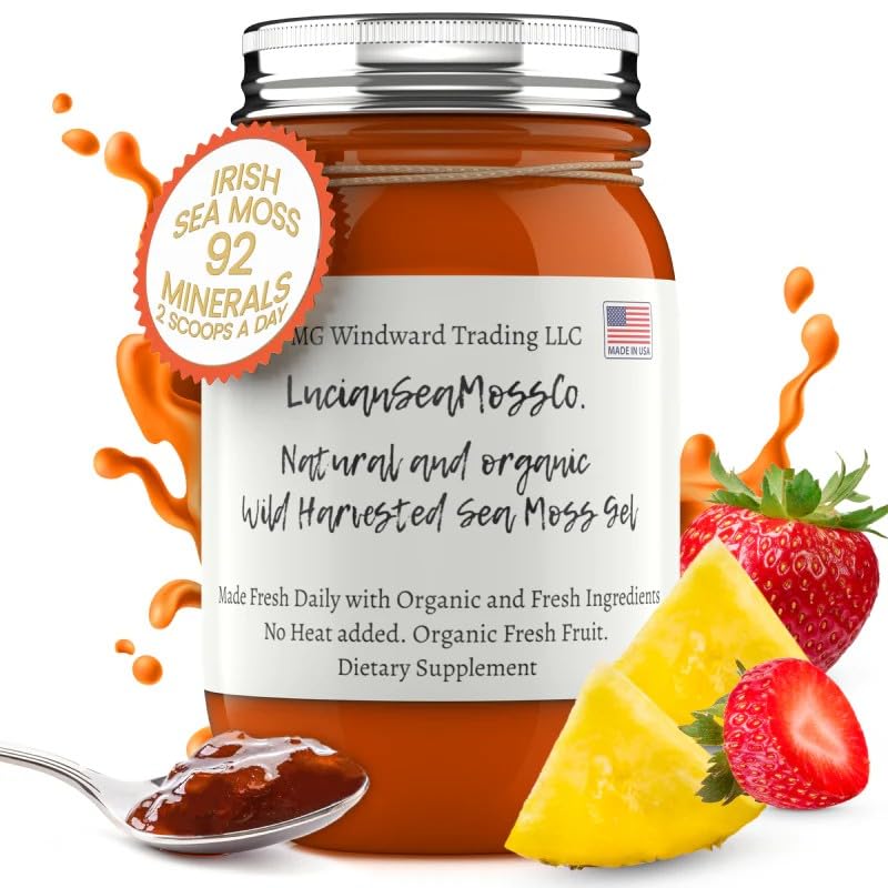MG Windward Trading LLC Organic Fresh Fruit Infused Wild Harvested Irish Sea Moss Gel | Immune and Digestive Support | Vitamin M
