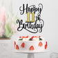 Happy 11Th Birthday Cake Topper, 11 Birthday Party Cake Decorations (Black And Gold Flashes, 11Th)
