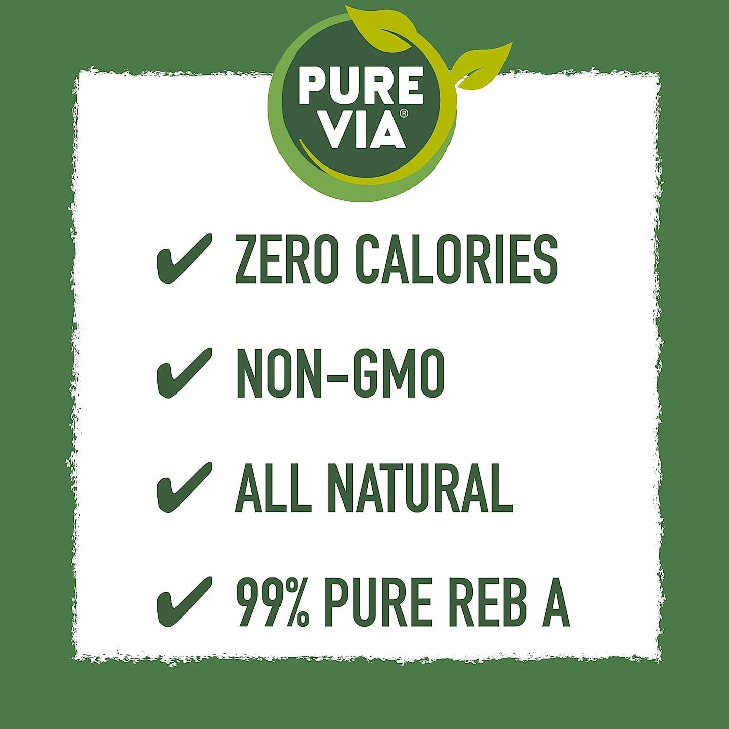 Pure Via Stevia Sweetener Packets, Sugar Substitute, Natural Sweetener, Erythritol Free, Zero Calorie Natural Sweetener Packets,