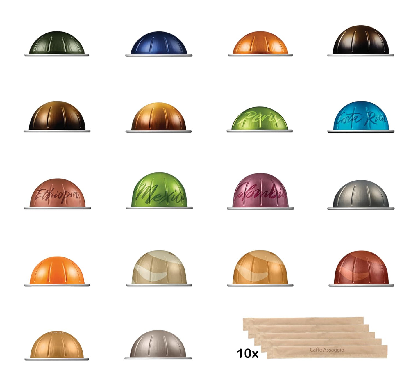 Variety Pack With 18 Pods Compatible With Nespresso Vertuo 1 Of Each Coffee Sampler Discovery Pack Plus 10 Wooden Stirring Sticks Coffee Gifts 18 Capsules Espresso Lungo