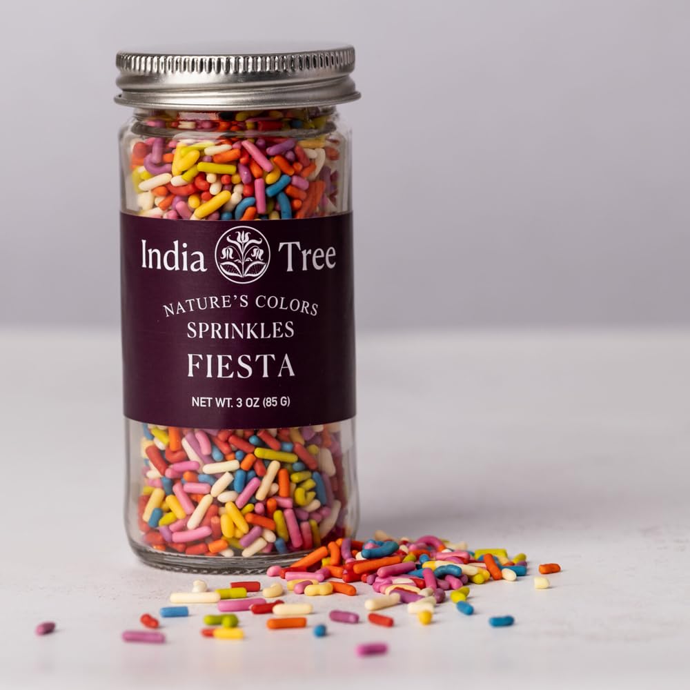 India Tree Nature's Colors Fiesta Sprinkles 3 oz | Natural Rainbow Sprinkles, Vegan, Non-GMO, Top 9 Allergen-Free, Red-3 Free