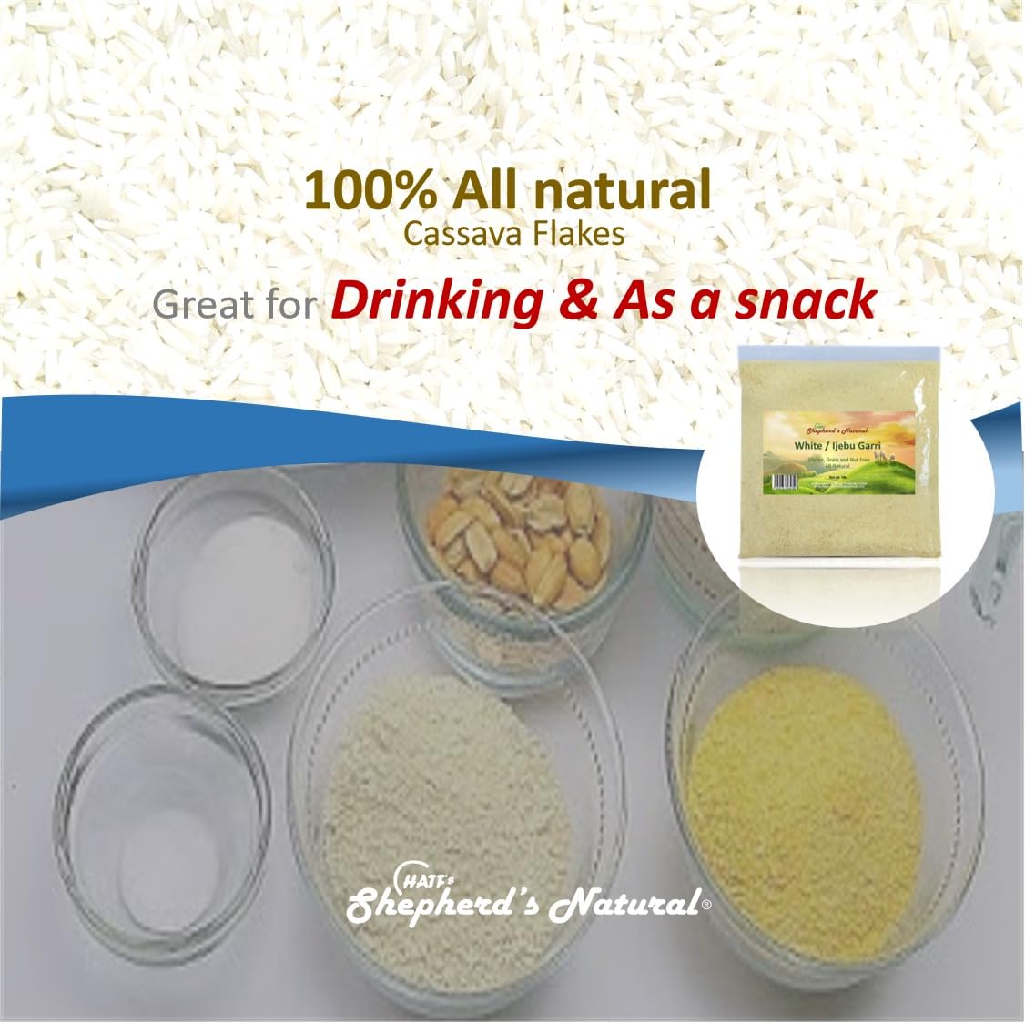 HATFS SHEPHERDS NATURAL Ijebu Garri 5 lb 100% All Natural White 80 Ounce Bag