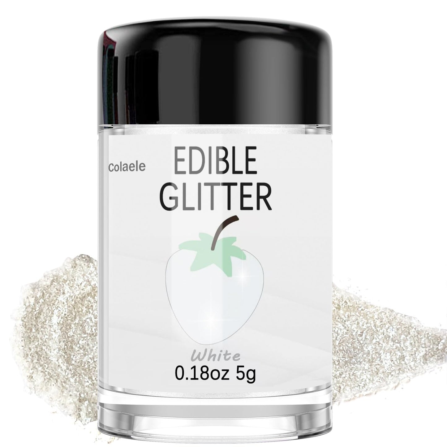 Colaele White Edible Glitter Powder - Food-Grade Luster Dust for Baking, 5g