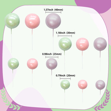 Ephlyn 30Pcs Balls Cake Topper Foam Ball Cake Picks Mini Balloon Diy Cake Insert Topper Decoration For Baby Shower Party Cake De