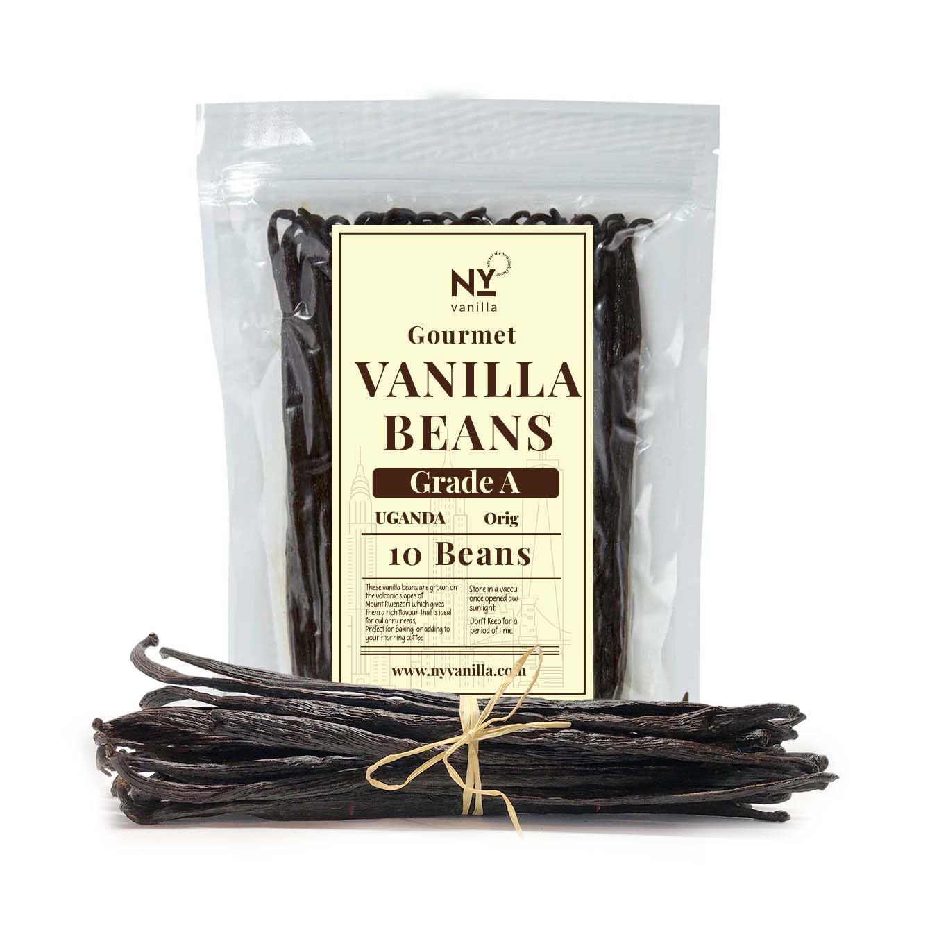Akshit Vanilla Beans - Grade A+, Fresh Whole Vanilla Bean Pods, 6-8 Inches, Non-GMO, 10 Vanilla Beans