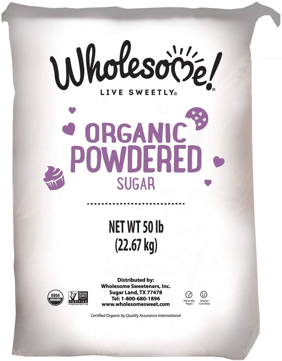 Wholesome Fair Trade Organic Powdered Sugar, Naturally Flavored Real Sugar, Non GMO & Gluten Free, 50 Pound (Pack of 1)