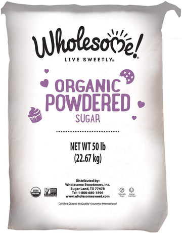 Wholesome Fair Trade Organic Powdered Sugar, Naturally Flavored Real Sugar, Non GMO & Gluten Free, 50 Pound (Pack of 1)