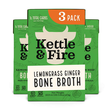 Kettle & Fire Beef Bone Broth, Keto, Paleo, Gluten Free, High Protein, 16.9 oz (Pack of 3)