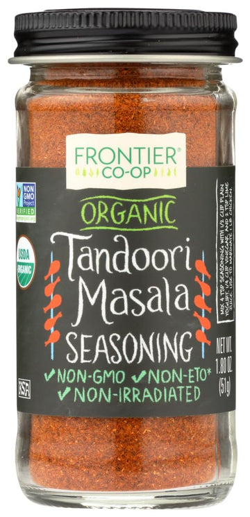 Frontier Co-Op Organic Tandoori Masala Seasoning, 1.8 Ounce Jar, Paprika, Cumin, Coriander, Garlic, Ginger, Cardamom, Kosher
