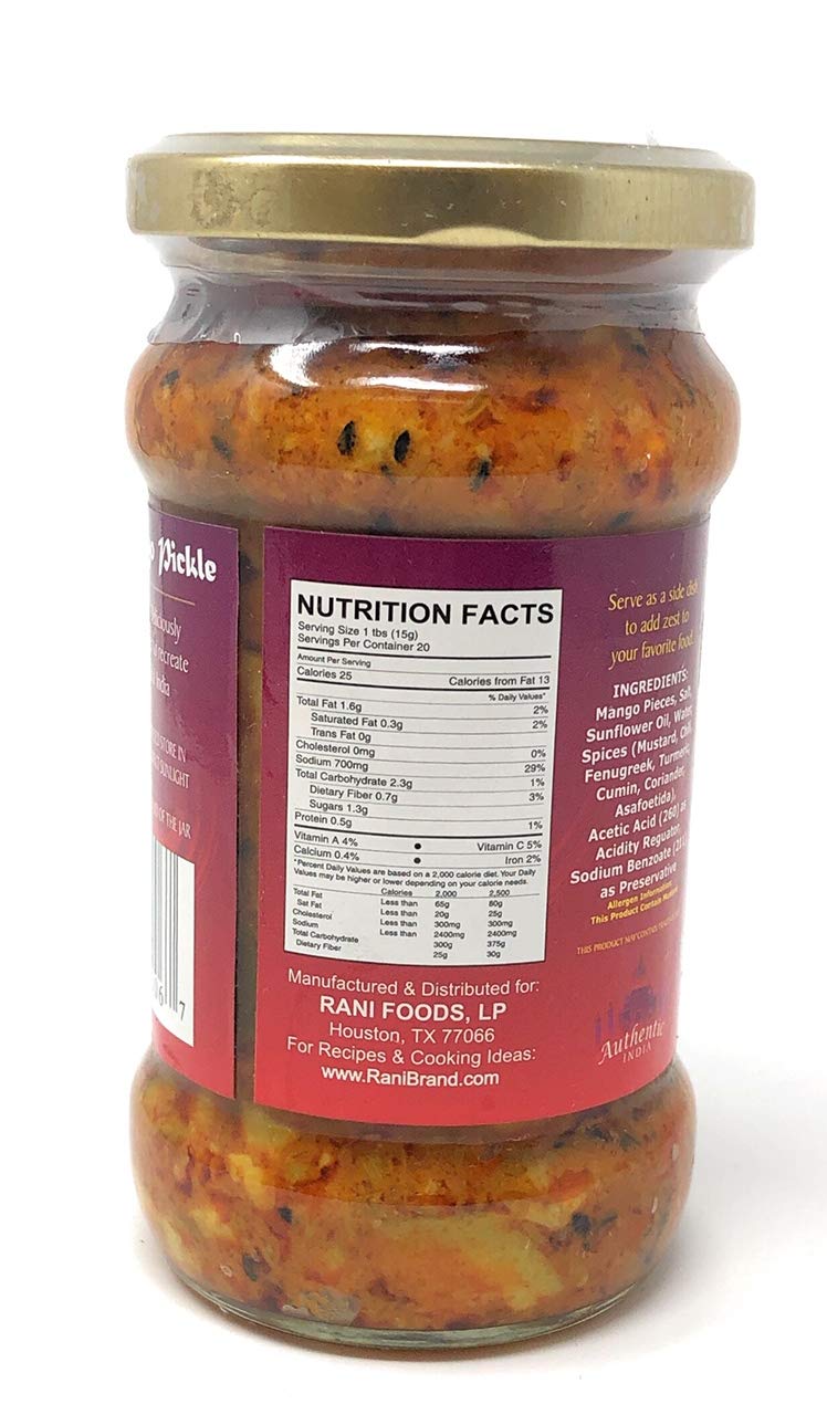 Rani Punjabi Mango Pickle Mild (Achar, Indian Relish) 10.5Oz (300G) Glass Jar ~ Vegan | Gluten Free | Non-Gmo | Kosher | No Colors | Popular Indian Condiment, Indian Origin