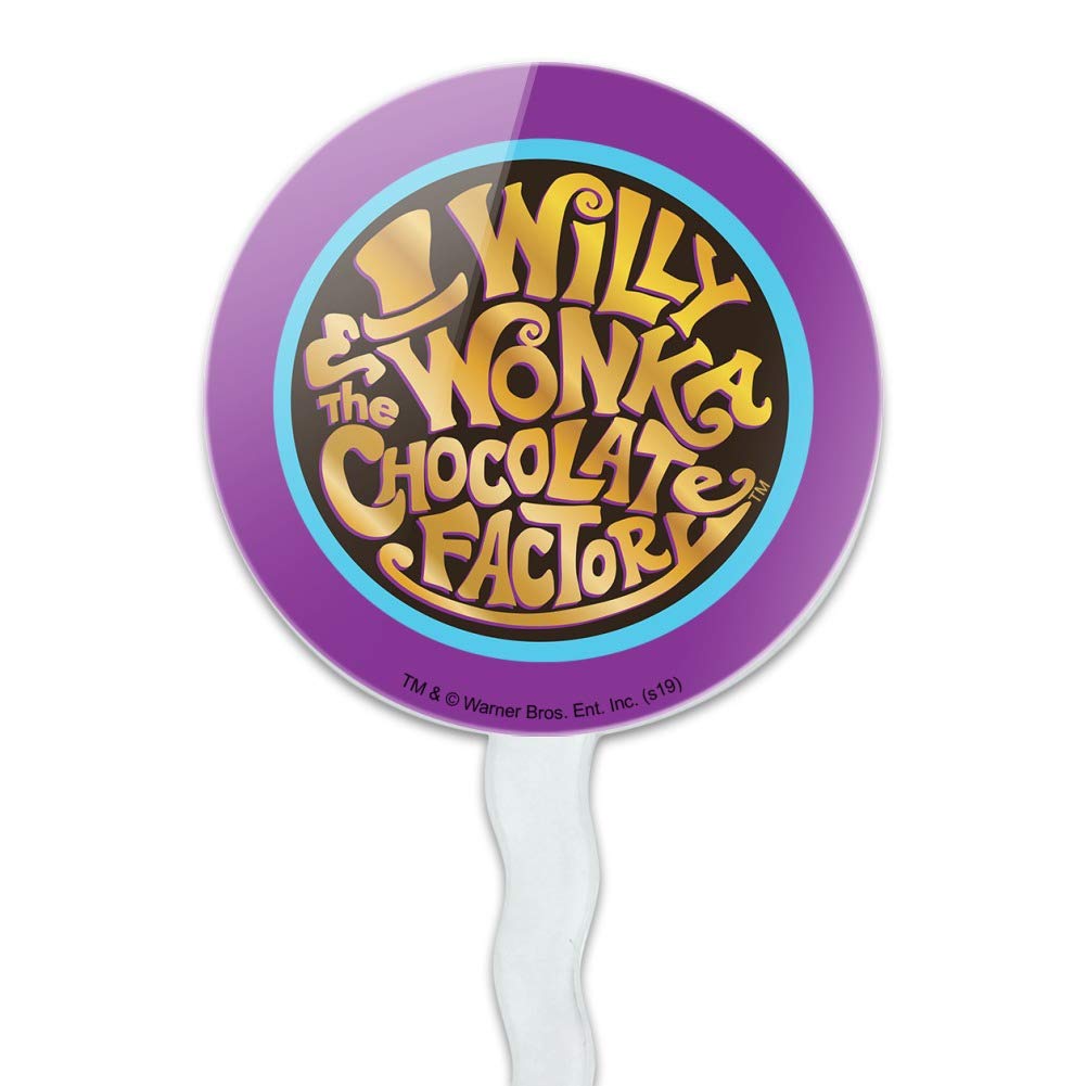 GRAPHICS & MORE Cupcake Picks Set of 6 - Willy Wonka Logo - Acrylic - Round - Model CUPCAKE.ROUND.WBGAM092.Z004892_8