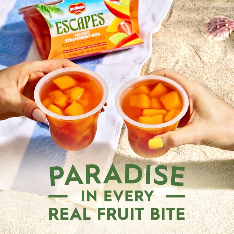 Del Monte Escapes Mango Strawberry - Rita  7 oz Cups  Pack of 6 (12 Cups)