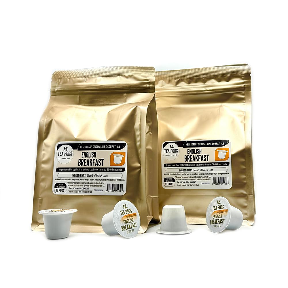 TEA BOQUETE English Breakfast Black Tea Pods for Nespresso OriginalLine, 36 Count (Pack of 2)