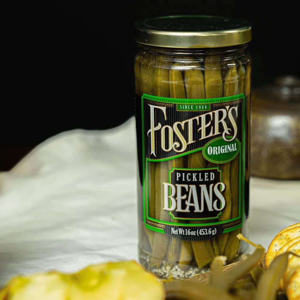 Fosters Pickled Green Beans in a Jar, Original, 16oz, 2 Pack, Traditional Pickled Vegetables Recipe for over 40 years, Low Calo