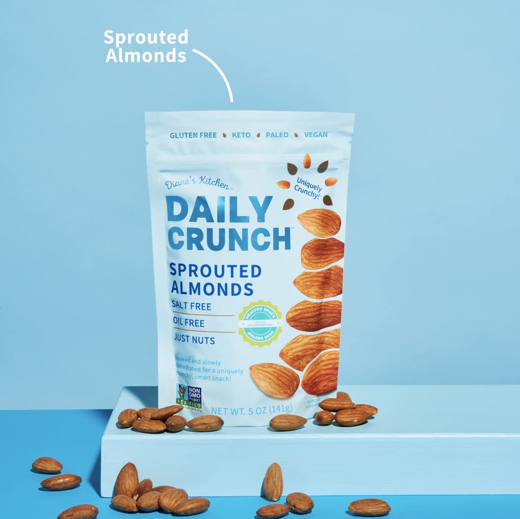 Daily Crunch Sprouted Almonds, 5 Ounce Resealable Bags (Original Sprouted, 1 Pack) Packaging May Vary - Sprouted And Dehydrated