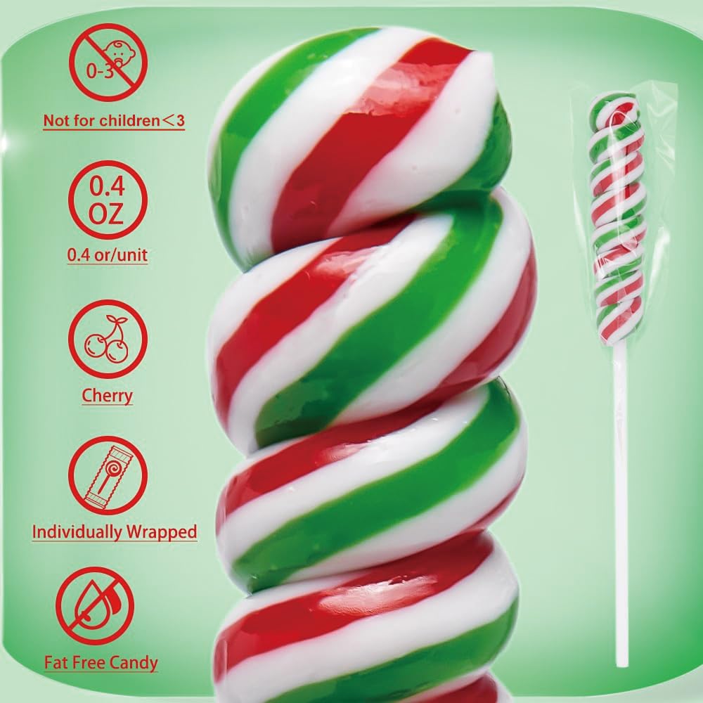 Twisty Lollipop,Rainbow Twist Lollipops Individually Wrapped Bulk,Kid'S Lollipops Candy For Birthday,Cherry 30 Pack