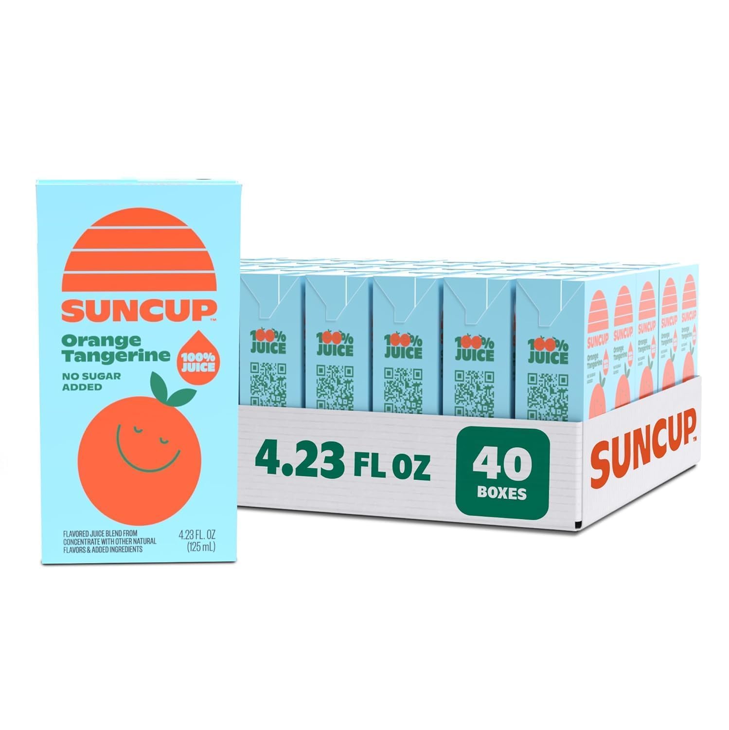 SunCup Juice - Orange Tangerine (40 Pack) 4.23 oz Juice Box with Straw | 100% Orange Tangerine Blend for Kids, Bulk Pack for Sch