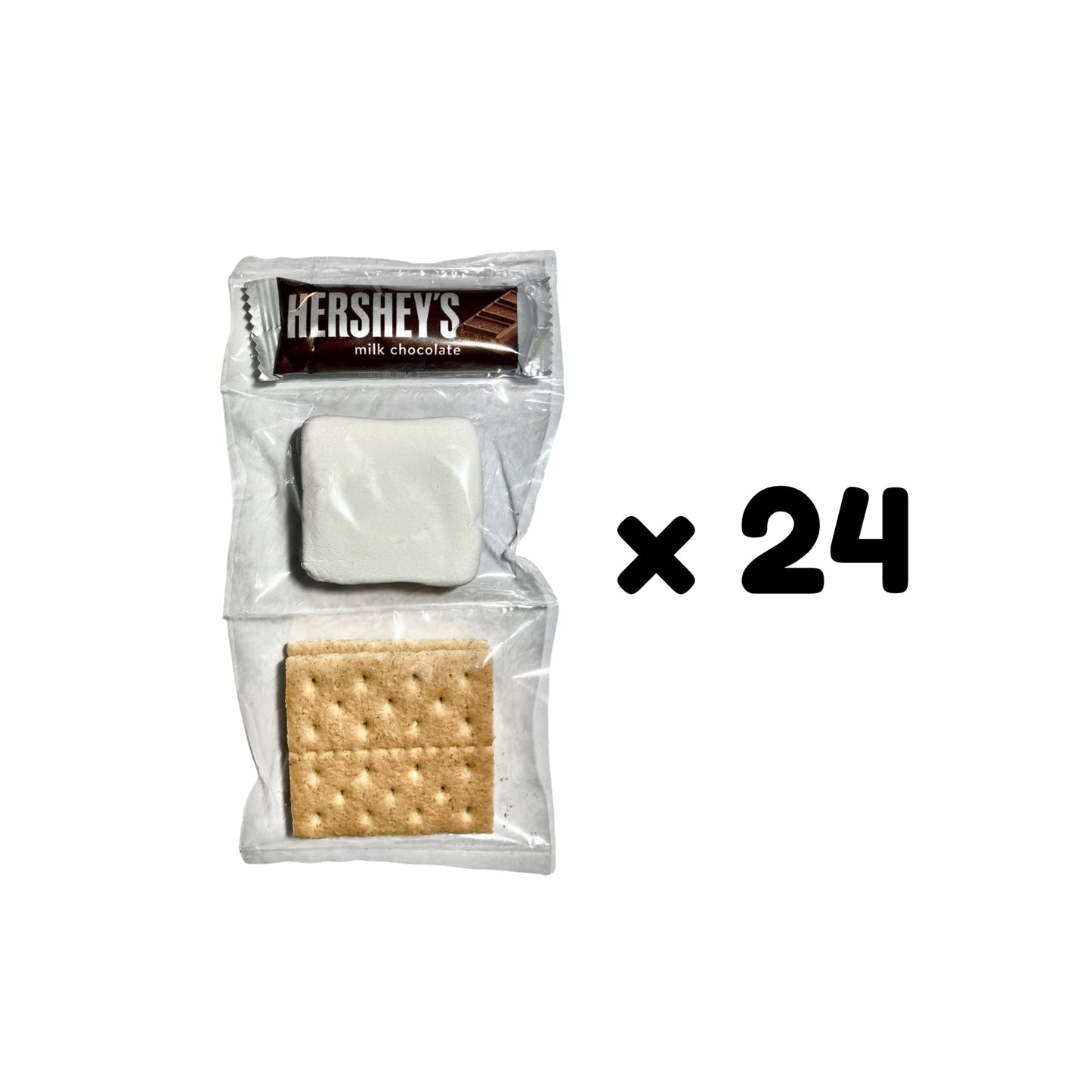 KOOKIE PLUS SMORES KIT - Individually Packaged Set with Graham  ers, Marshmallow, Chocolate - 24 Sets - Clear
