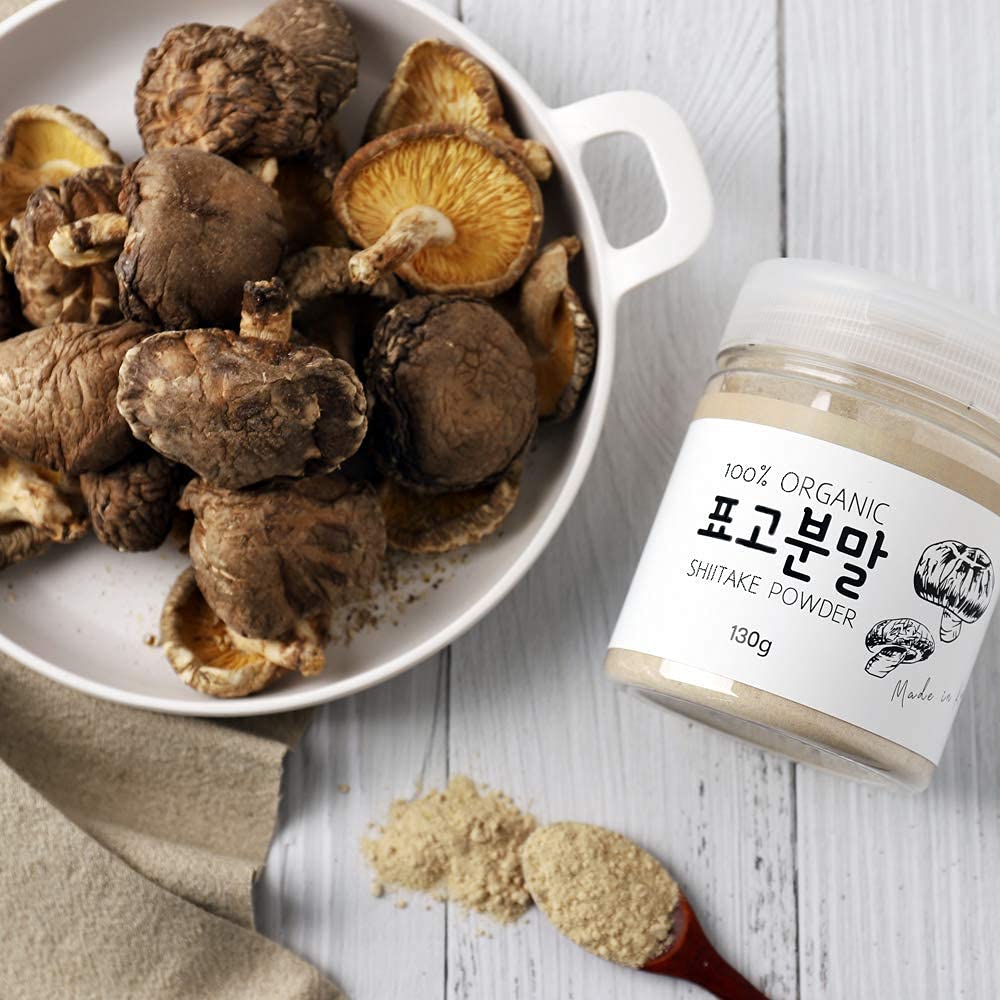 Organic Korean Shiitake Mushroom Powder [ Usda Certified ] All Natural Umami Seasoning, Vegan Shitake Mushrooms Powder For Cooki