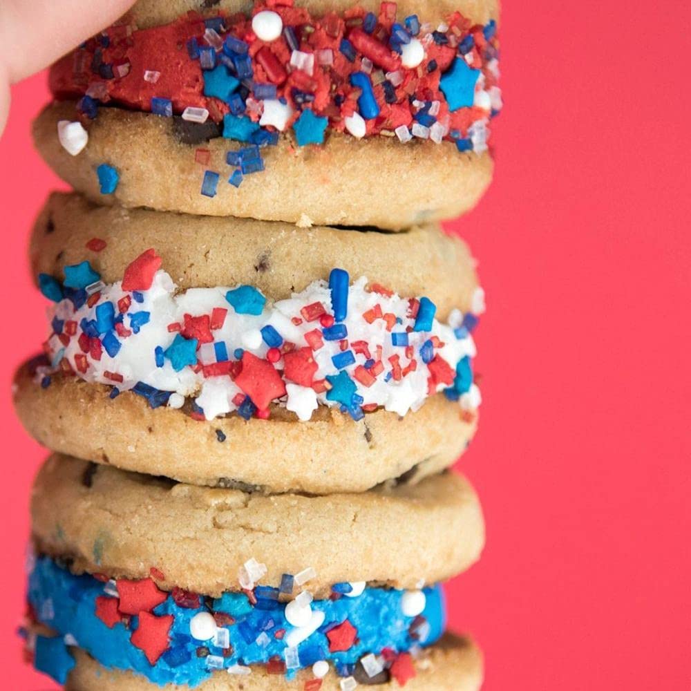 4Th Of July Sprinkles For Baking Cake, Cookie, Cupcake Decorating - 4Th Of July Cake Decorations In Red White Blue And Sprinkles With Jimmies, Nonpareils, Star Quin Patriotic Sprinkles For Cupcakes